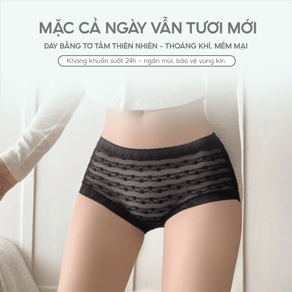 Quần lót ren nữ đáy tơ tằm Santony thoáng khí ôm sát vải ren không vết hằn mỏng nhẹ kháng khuẩn 2683 | BigBuy360 - bigbuy360.vn