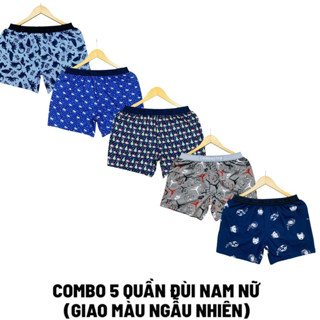 Combo 5 quần đùi nam mặc nhà thun cotton lưng sịp bảng to 40-90kg