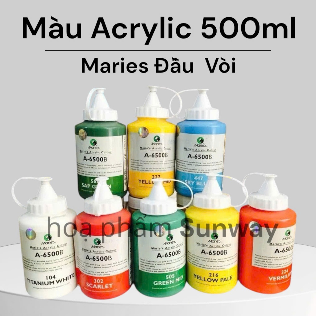 Màu acrylic MARIE  chai vòi 500ml vẽ ngoài trời - hộp 500ml nhọn dạng vòi