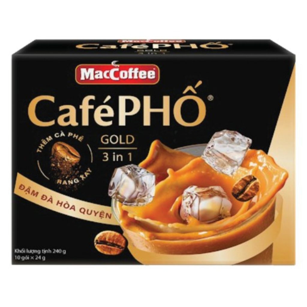 Cà Phê Sữa Đá MacCoffee Café Phố Gold 3in1 Hộp 10 Gói*29G