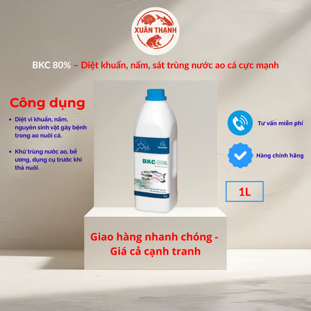 BKC 80% – Sát trùng nước ao cá, diệt khuẩn nấm, khử trùng dụng cụ