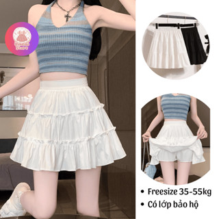 Chân Váy Ngắn Lolita Dáng Xoè Chất Voan 3 Tầng Kèm Quần Bảo Hộ Xinh Xắn Dành Cho Nữ