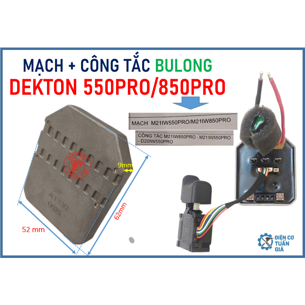DEKTON - MẠCH + CÔNG TẮC MÁY SIẾT BULONG DEKTON MÃ M21IW550PRO / 850PRO, 550 / 850 PRO.bvk
