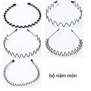  Bờm Cài Tóc Kim Loại Lio Màu Đen Unisex Nam Nữ Dáng Lượn Sóng Rửa Mặt Thể Thao 