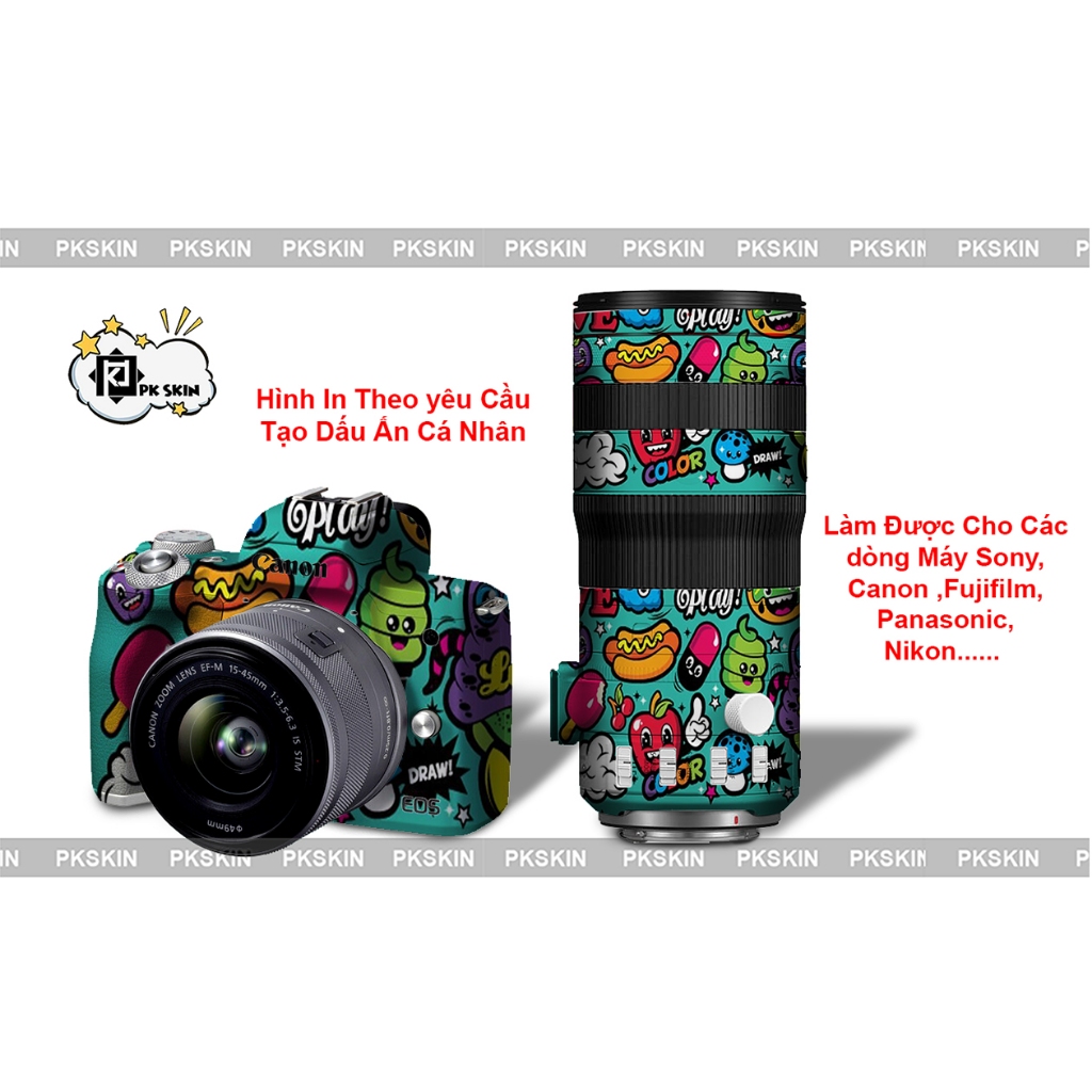 Skin dán body Canon R, RP, R3, R4, R5, R5 mark II, R6, R6 mark II, R7, R8, R10, R50, R100 in phối hì