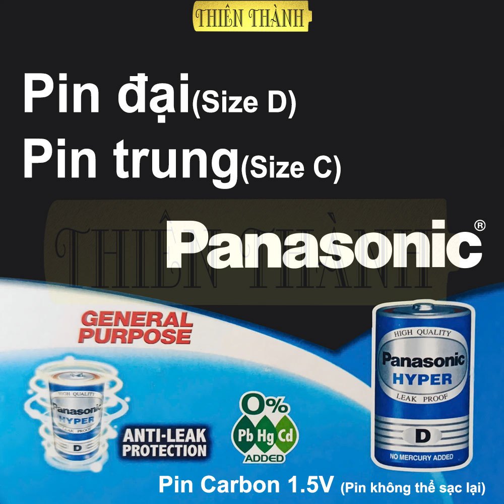 Pin đại pin trung Panasonic R20UT/2S(Size D),R14UT/2S(Size C),pin than(carbon)1.5V