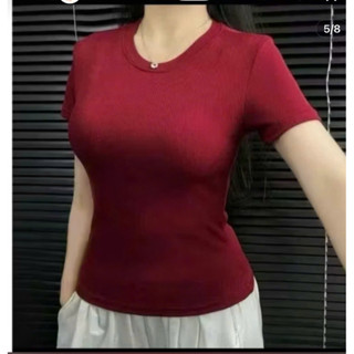  Áo Thun Ôm Body cổ Tròn Ngắn Tay Chất Gân Đẹp Có Size M L mã nh61 