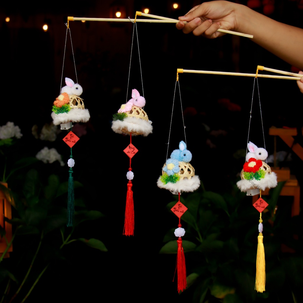 Lồng Đèn Trung Thu Thỏ Hoa Len TT53 (MÀU NGẪU NHIÊN) Siêu Dễ Thương Cho Bé Vui Trung Thu