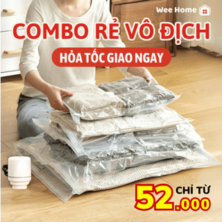   HỎA TỐC  Combo Túi Hút Chân Không đựng quần áo Siêu Dày Chống Rò Rỉ - Máy hút chân không tiện lợi 