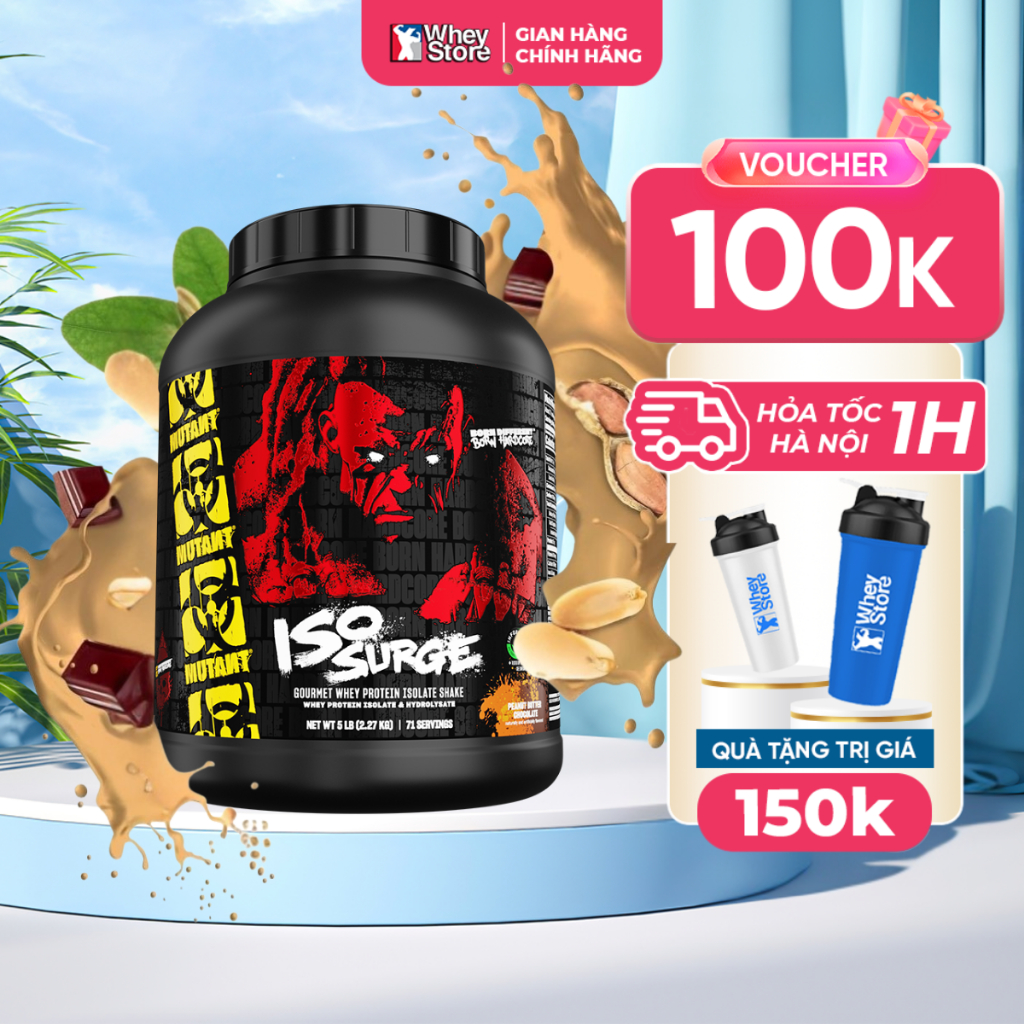  Sữa Tăng Cơ Cao Cấp Whey Protein Mutant Iso Surge 5lbs  2.27kg  Chính Hãng 