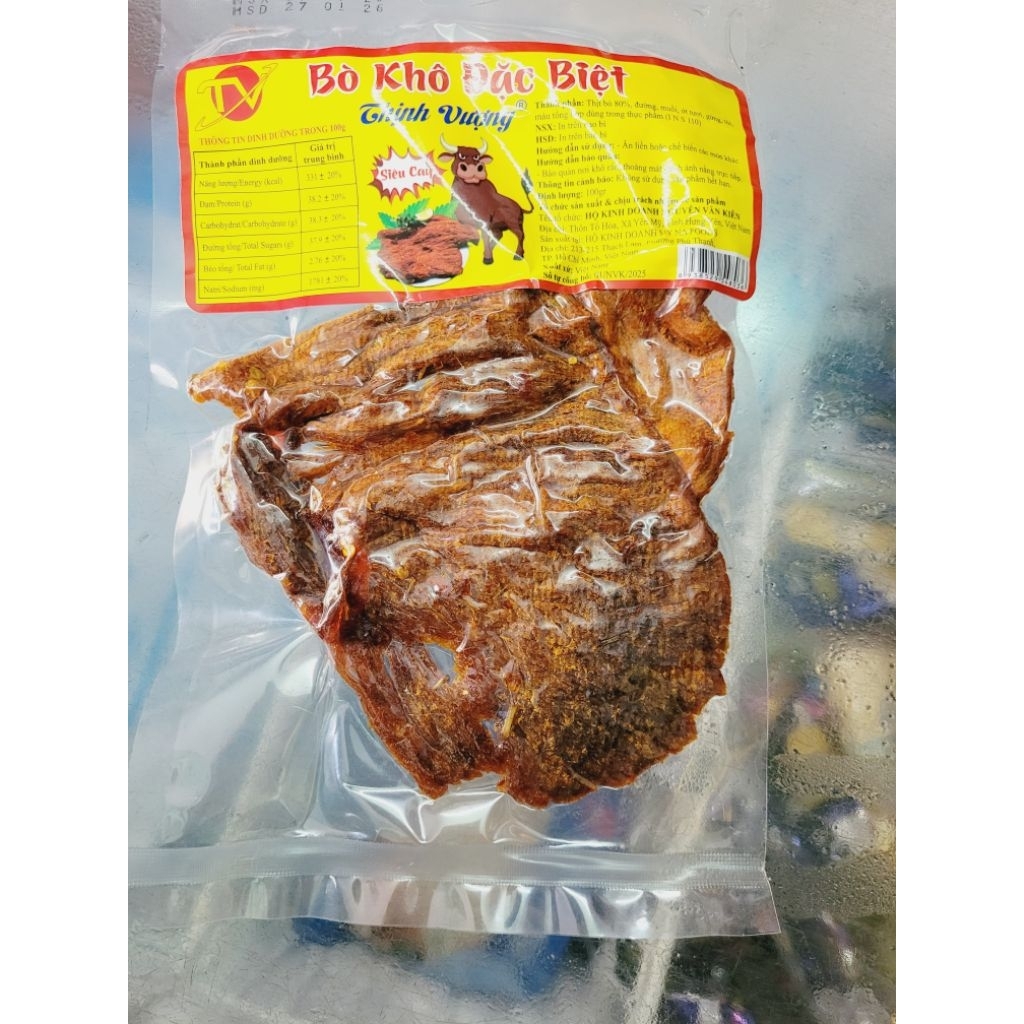 Thịt bò khô miếng nguyên, sợi Thịnh Vượng