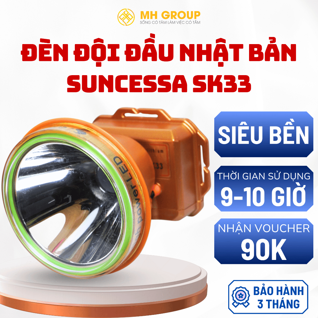 Đèn Pin Đội Đầu Nhật Bản Suncessa SK33 Chính Hãng Siêu Sáng, Chuyên Đi Rừng, Đi Câu, Đi Phượt