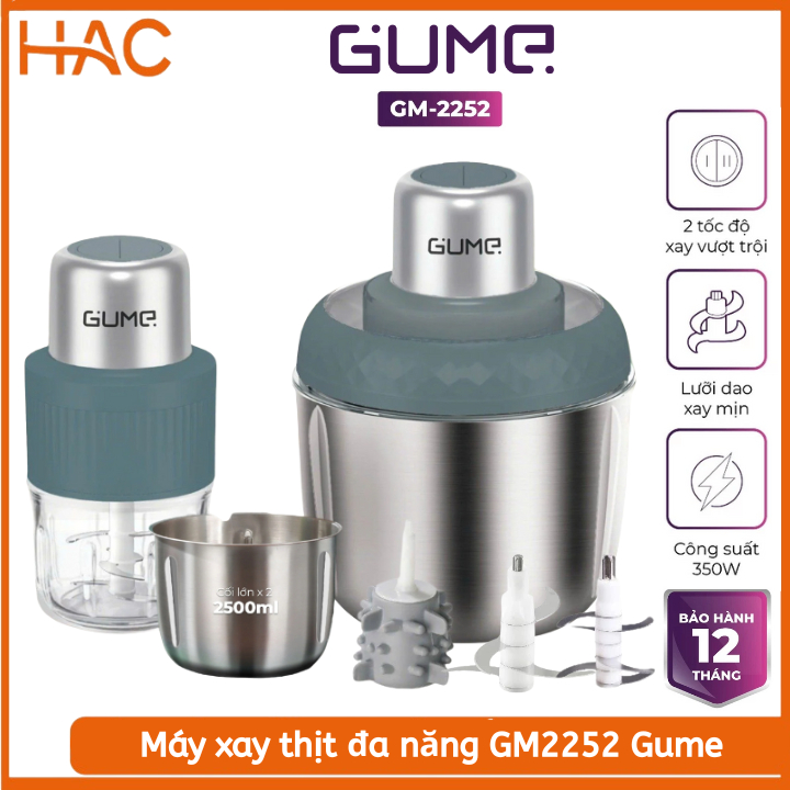 Máy Xay Thịt Đa Năng Gume Hàn Quốc- GM2252, 3 Cối Tiện Dụng, Công Suất 500w, Bảo Hành 12 Tháng