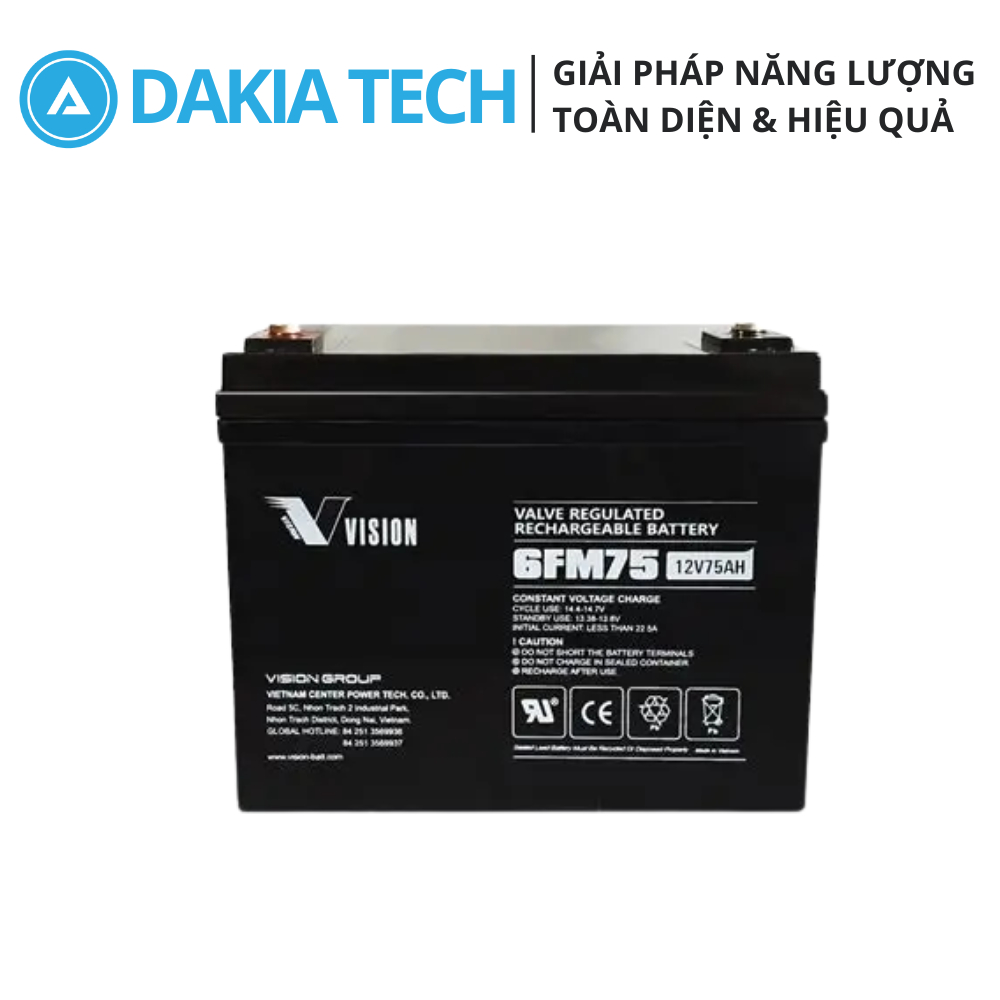 Ắc quy Vision 12V 75Ah Model 6FM75-X