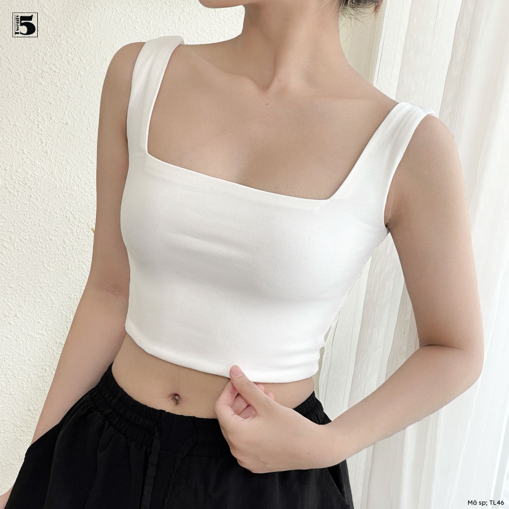 Áo bra nữ TL46 dáng croptop basic vải thun cotton 2 lớp mềm mịn co giãn – Twentyfive Design