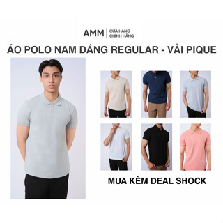 Áo polo nam AMM thoáng khí thoải mái vải pique basic thanh lịch, nam tính M-TS24S-015