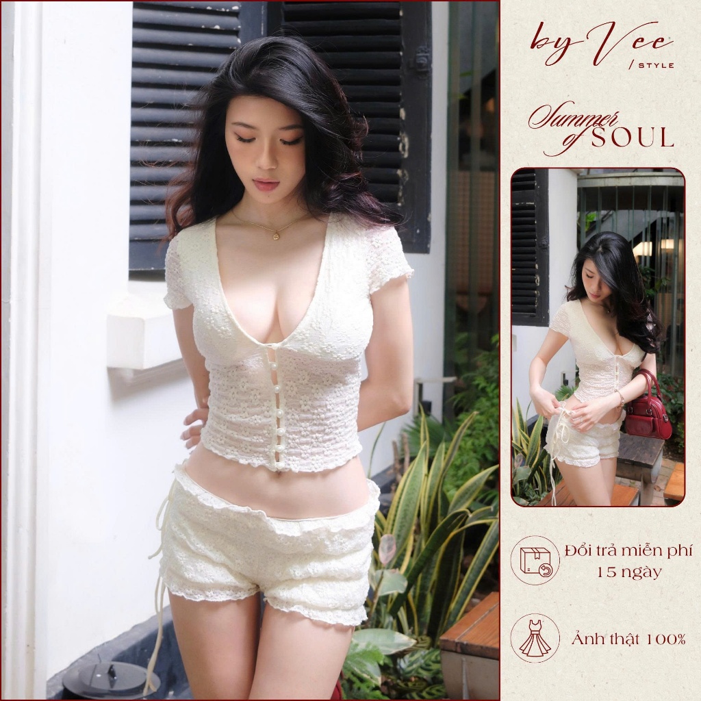 Áo thun /Quần hoạ tiết hoa trắng xinh ByVeeStyle