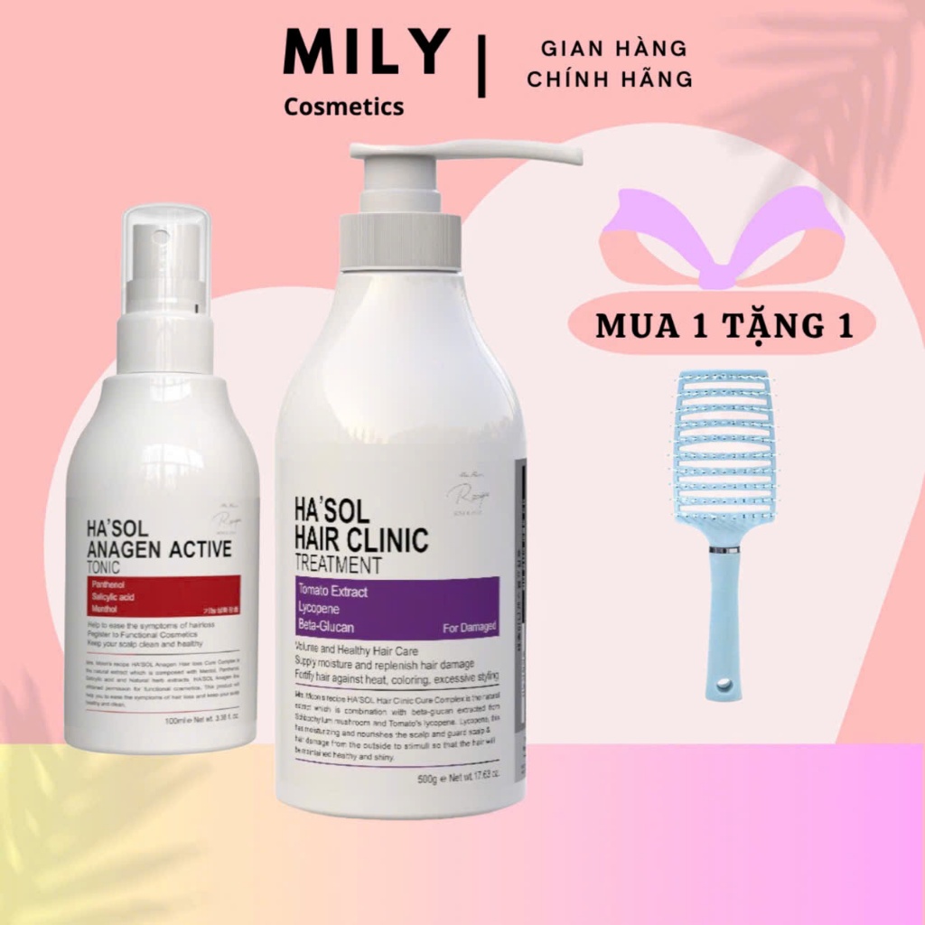 Combo Kem Ủ Tóc Hasol Hair Clinic Treatment + Xịt Mọc Tóc Hasol 100ml