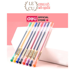 Bút mực gel 0.5mm nhiều màu Deli cute nắp đậy dùng để viết calligraphy trang trí sổ nét chữ đẹp cao cấp A119/ 33160