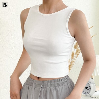 Áo thun nữ ba lỗ Twentyfive croptop vải cotton mịn co dãn không đệm mút TL47
