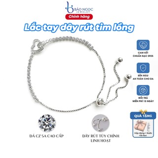  Lắc tay bạc nữ S925 dây rút tim lồng đính đá CZ cao cấp Vòng tay bạc quà tặng bạn gái - LT2898TM 