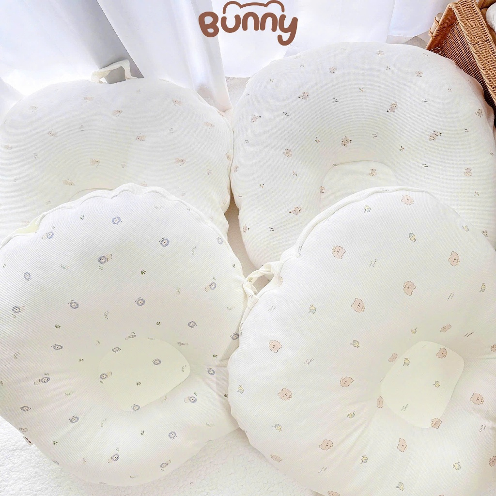 Gối Chống Trào Ngược Kidworlds Bunny Đệm Chống Trào Ngược Xô Muslin, Cotton Trần Bông, Waffle Organic Cho Bé Sơ Sinh