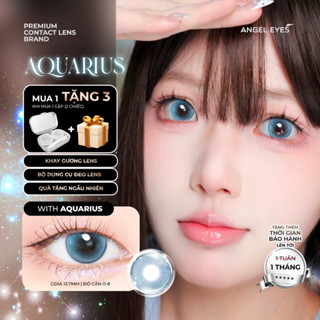 Lens xanh có độ cận 0-8 Aquarius N'Rosa cho mắt thở cao cấp Angel Eyes phân phối, kính giãn tròng xanh có viền 14.5mm