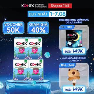 Lốc 4 băng vệ sinh Kotex Hàng ngày Kháng Khuẩn Tự Nhiên 15cm 40x24