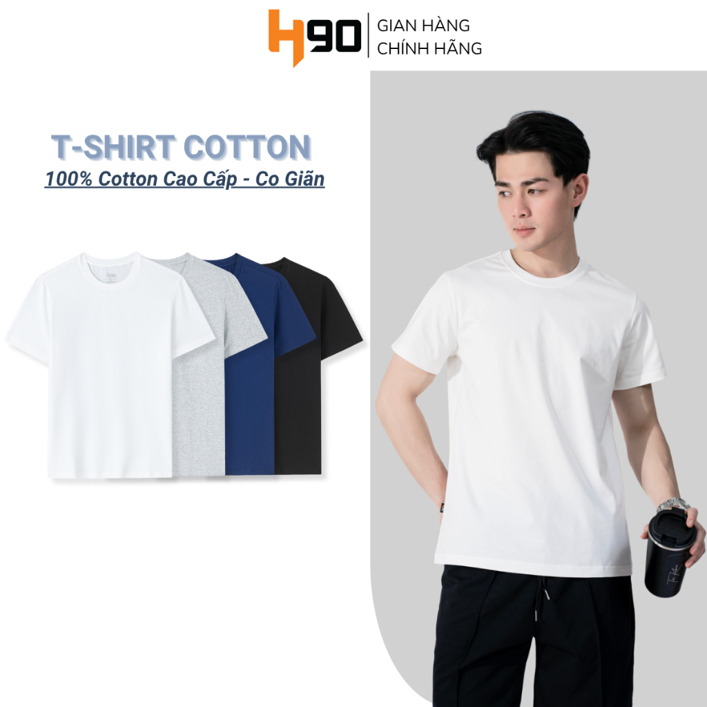 Áo Thun Nam Cộc Tay H90 Áo Phông Trơn Cotton Cao Cấp Thoáng Mát Thấm Hút Co Giãn TST01