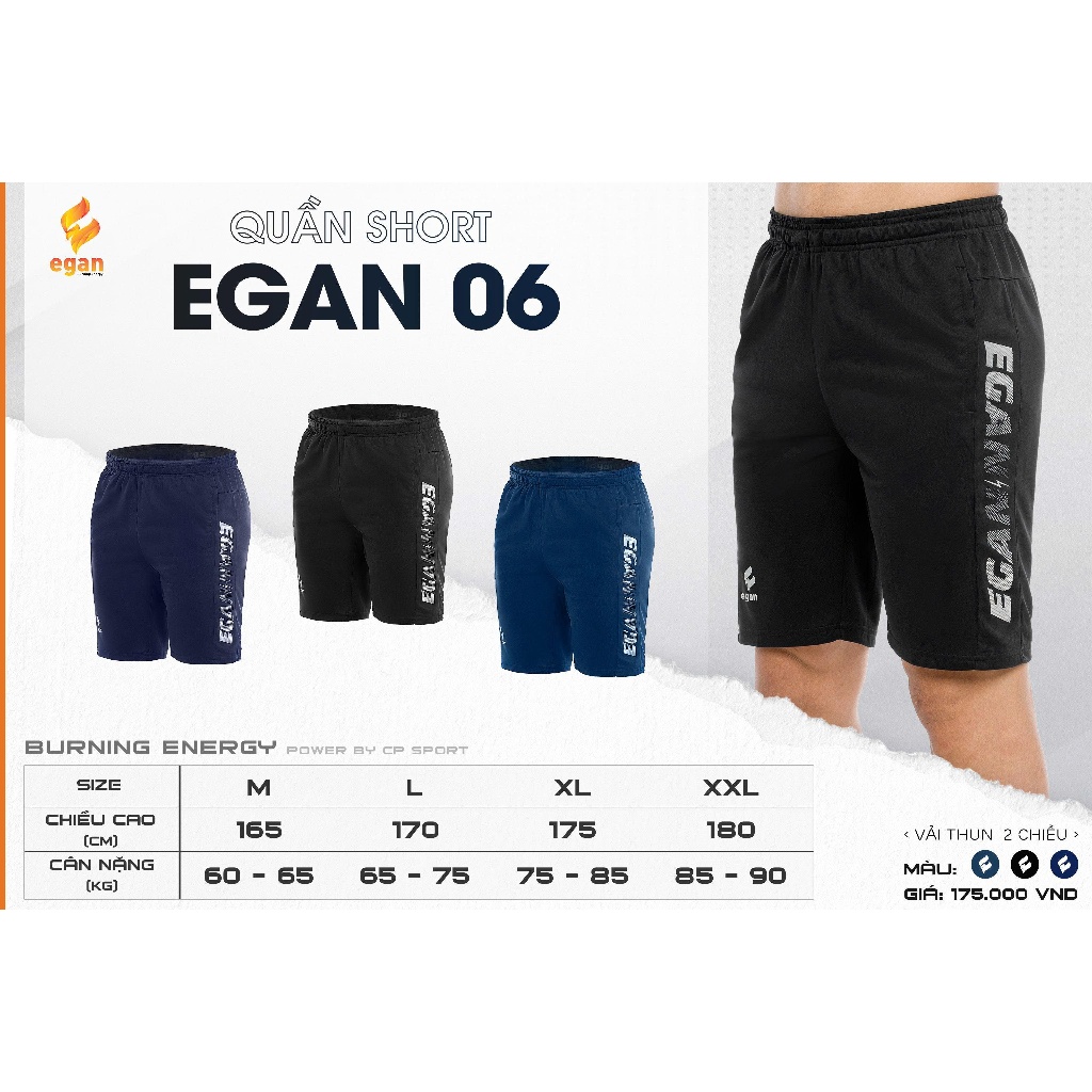 Quần Short Thể Thao Egan 06 Chất Vải Xịn, Siêu Thoải Mái, Form Chuẩn Siêu Đẹp