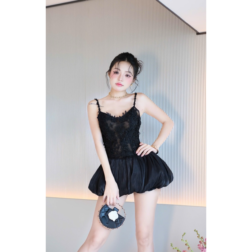TADstore - Jolen Dress đầm dây ren tùng bí