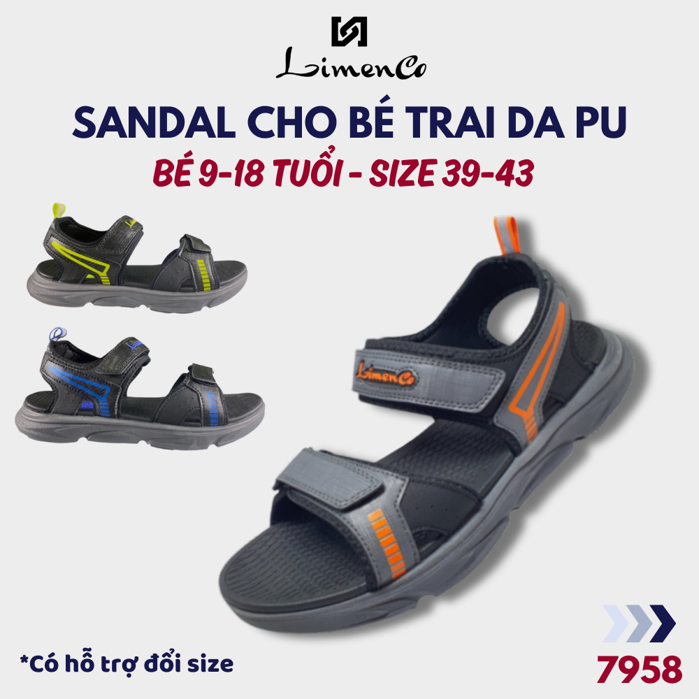 Sandal nam quai ngang Limenco sz 39-43, Dép lê quai hậu bằng da cao cấp đế cao 2,5cm đa dụng