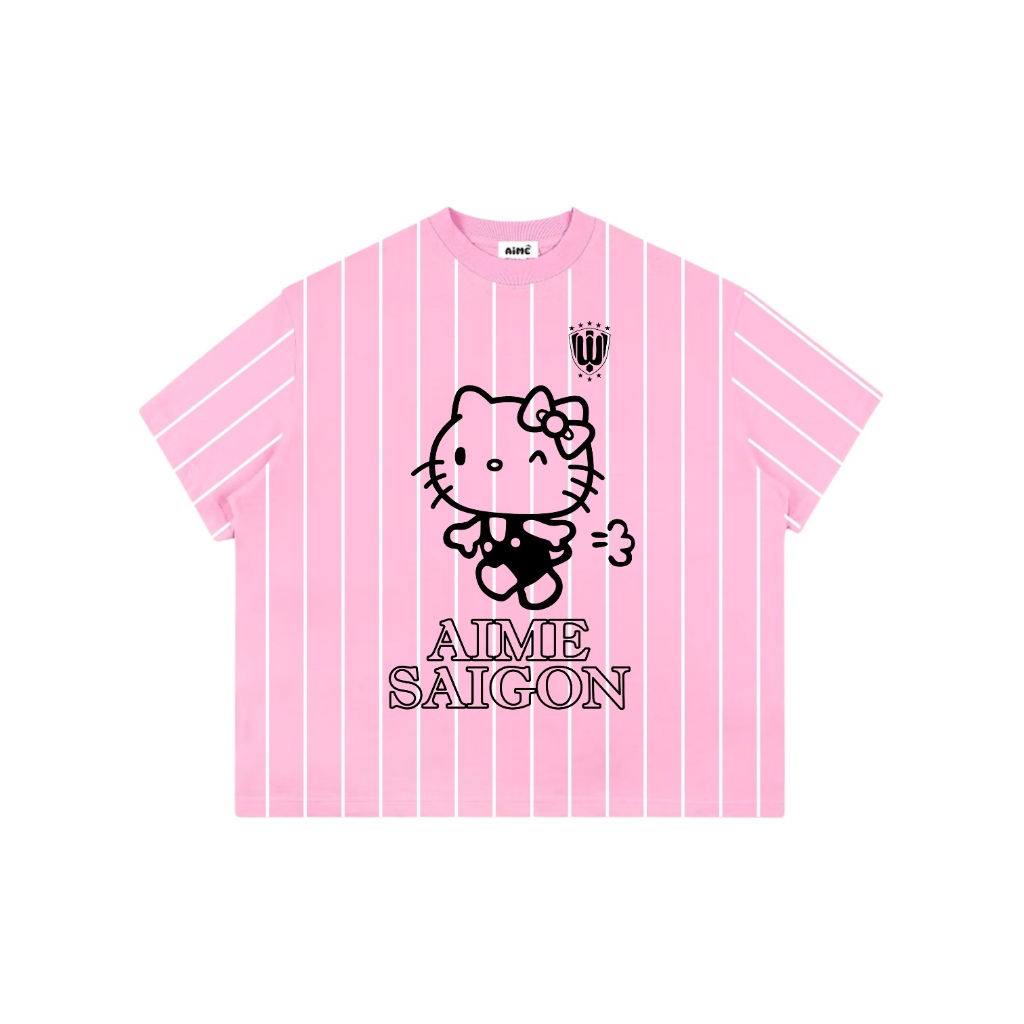 [Ver2] Áo Thun Boxy AIMÉ Cotton 250gsm Cổ Tròn Nam Nữ " FULL SỌC HELLO KITTY " Áo Phông Nữ Form Rộng Nữ Mùa Hè Kiểu Đẹp | BigBuy360 - bigbuy360.vn