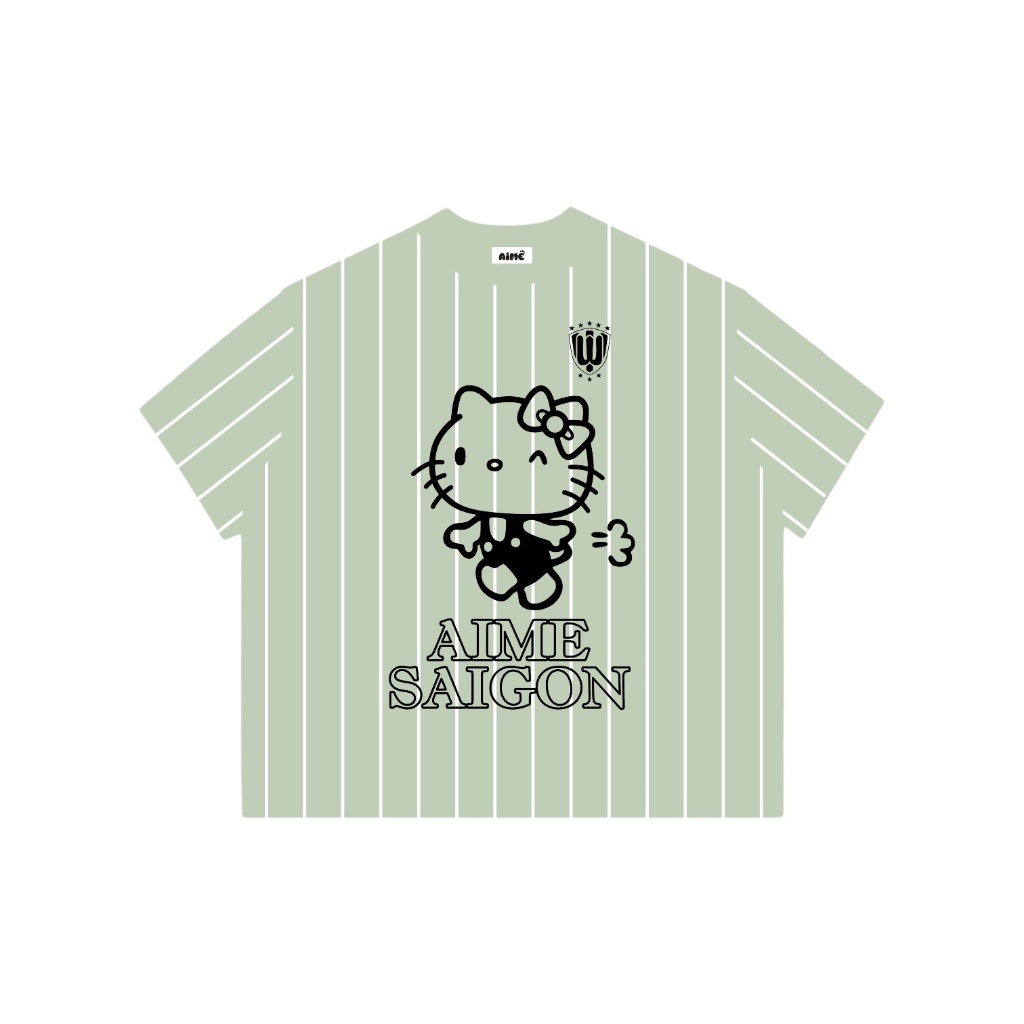 [Ver2] Áo Thun Boxy AIMÉ Cotton 250gsm Cổ Tròn Nam Nữ " FULL SỌC HELLO KITTY " Áo Phông Nữ Form Rộng Nữ Mùa Hè Kiểu Đẹp | BigBuy360 - bigbuy360.vn
