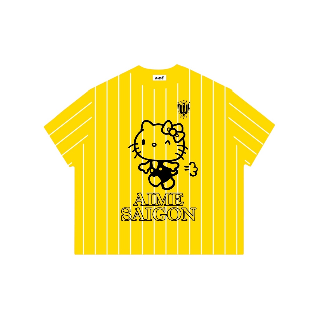 [Ver2] Áo Thun Boxy AIMÉ Cotton 250gsm Cổ Tròn Nam Nữ " FULL SỌC HELLO KITTY " Áo Phông Nữ Form Rộng Nữ Mùa Hè Kiểu Đẹp | BigBuy360 - bigbuy360.vn