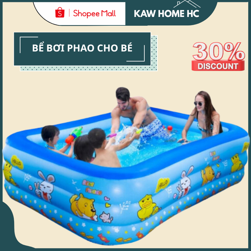 Bể bơi cho bé KAW, 3 Tầng, Dày Dặn, Bền Đẹp, Chống Trượt Nhiều Kích Thước Giao Siêu Tốc