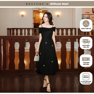  BBSTORE’S Đầm Dài Dự Tiệc 2 Dây Trễ Vai Phối Nơ Đá Sang Trọng - D3054 