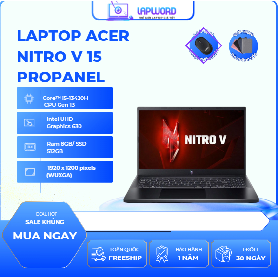 Laptop Acer Nitro V 15 ProPanel ANV15-51-56D5 (i5-13420H/ GeForce RTX 3050/ 16GB/ 512GB/ Windows 11)