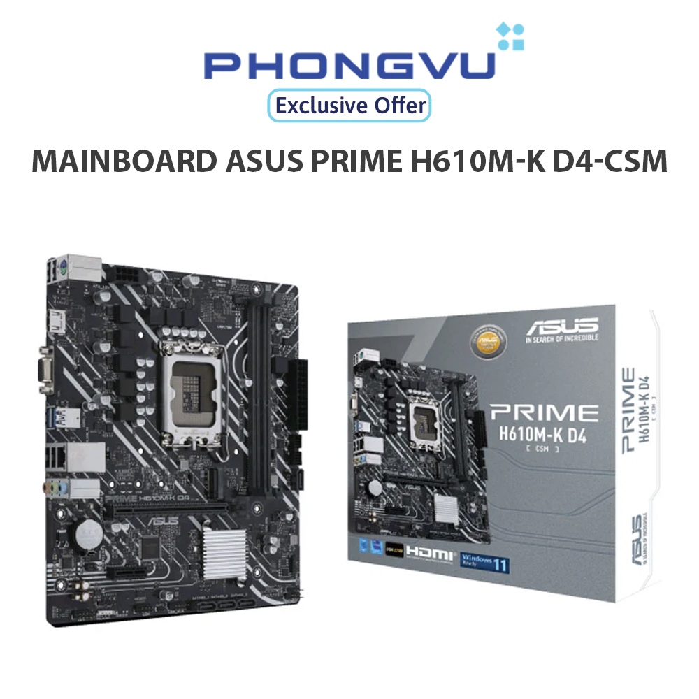 Mainboard Asus PRIME H610M-K D4-CSM - Bảo hành 36 tháng
