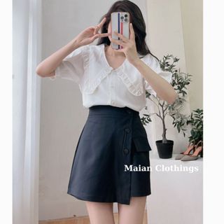 Set đồ nữ áo sơ mi bánh bèo kèm quần giả váy S8225, Set babydoll ulzzang nữ cá tính đi làm đi chơi sang chảnh - MAIAN