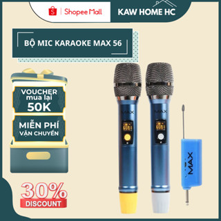 Micro karaoke bluetooth Bộ 2 mic hát Karaoke KAW / Max 56 âm thanh chuẩn, pin sạc, chống hú tốt