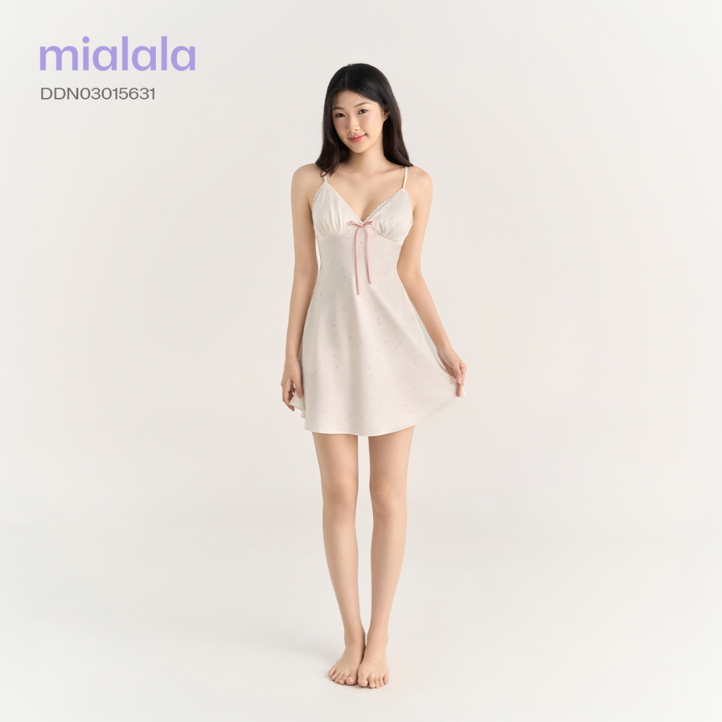 Váy ngủ 2 dây lụa latin Mialala có mút ngực 5631