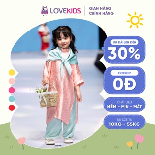 T37 - Bộ áo dài lụa tơ tằm Nha Xá cho bé gái từ 2 tuổi đến 10 tuổi