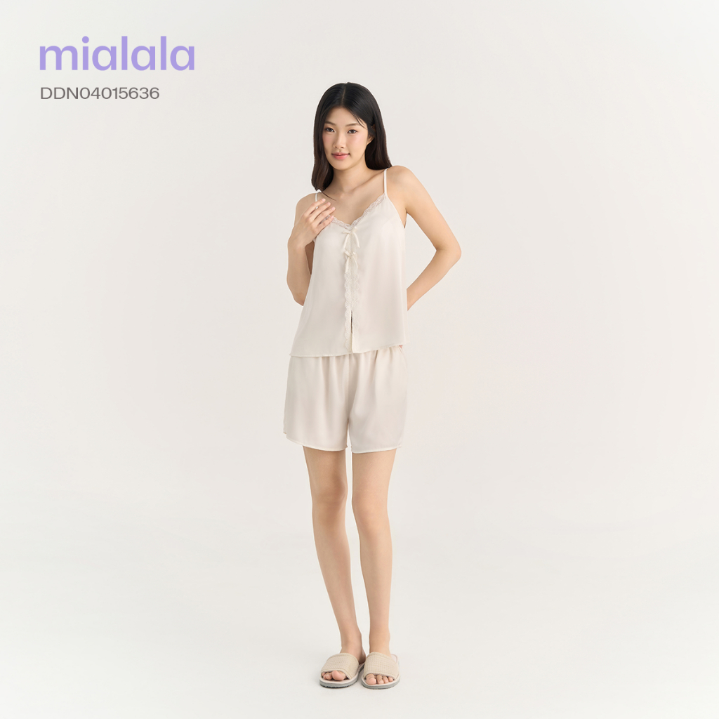 Bộ ngủ hai dây lụa latin mềm mát phối ren Mialala 5636 DDN04015636