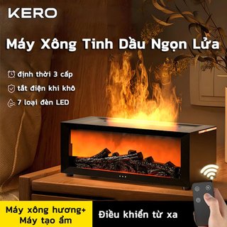  Máy Xông Tinh Dầu Ngọn Lửa KERO Có Remote Đèn Ngủ Led 7 Màu Sang Trọng Tinh Tế Máy tạo độ ẩm 