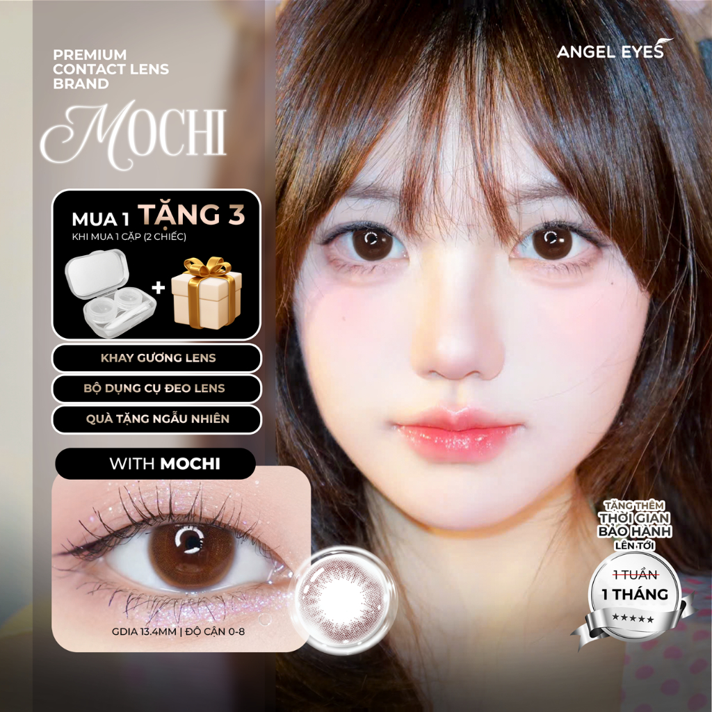 Lens nâu có độ cận Mochi hiệu Angel Eyes có độ từ 0 - 8 độ, dòng kính áp tròng…