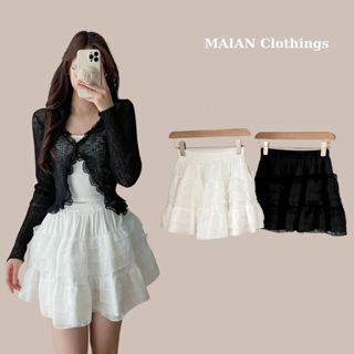 Chân váy lolita Maian chân váy dáng ngắn ren bồng Hàn Quốc màu đen trắng vintage tiểu thư nữ tính có lót trong V8950