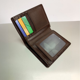 Ví Nam Da Bò Thật Cao Cấp NL Leather Dáng Đứng Kích Thước 9.5x12cm Nhiều Ngăn Đựng Card Và Giấy Tờ