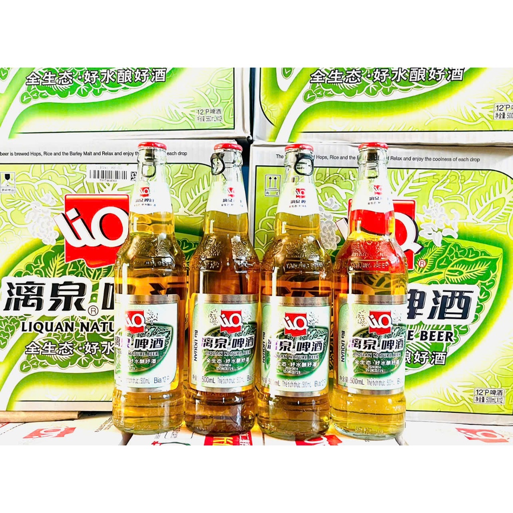 [SHIP HỎA TỐC HÀ NỘI] Sỉ: 1 Thùng 12 Chai 500ml Bia Chai Trung Quốc Liquan Xanh