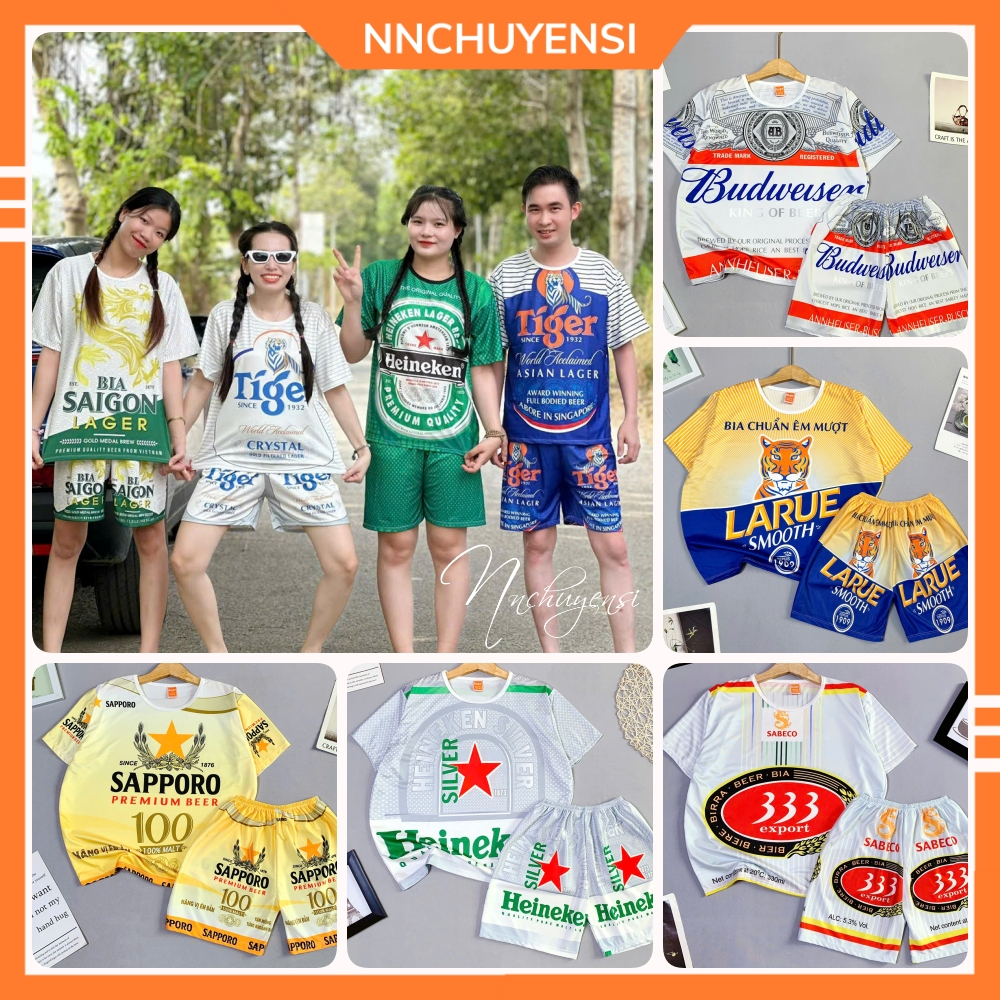 ĐỒ BỘ BIA SÀI GÒN 333 TIGER SAPPORO LARUE size đến 80kg Bộ thun mặc nhóm DBD